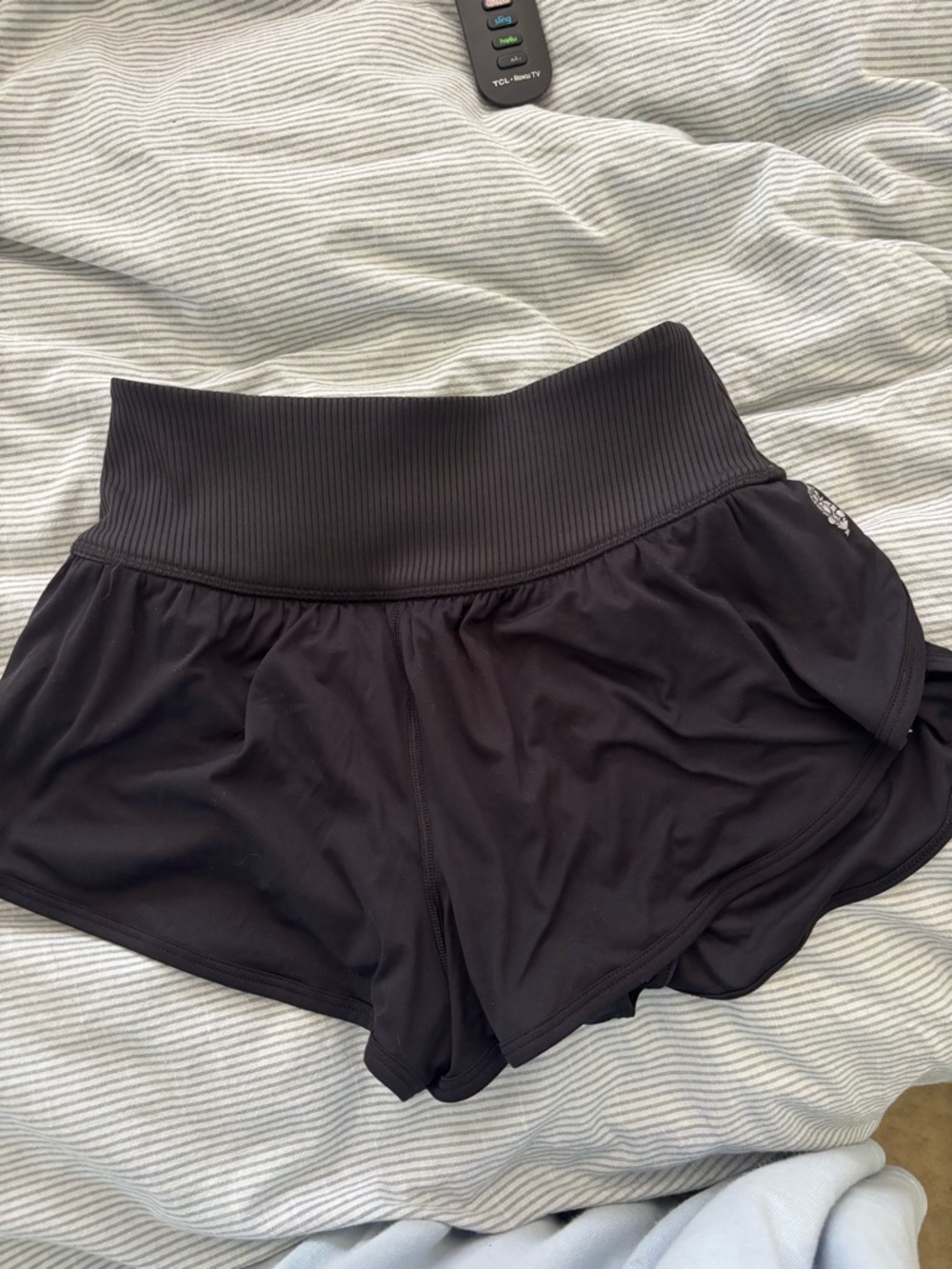 FP Movement by Free People Black High-Rise Ribbed-Waist Athletic Shorts
